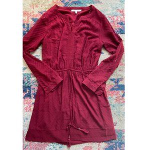 Red long sleeved mini dress